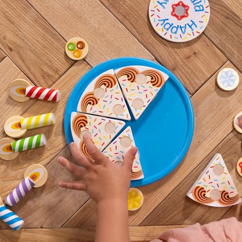 Melissa & Doug Wooden Birthday Cake | Pretend Play | Wooden Play Food Toy for Kids | 3+ | Gift for Boy or Girl