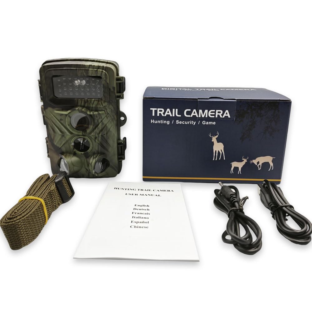 Cámara de Caza 58MP 2.7K HD con Tarjeta Micro SD 32GB Cámaras de Caza Visión Nocturna Impermeable IP66 Cámara de Exterior Patio Trasero Granja Monitoreo de Vida Silvestre Cámara de Seguridad