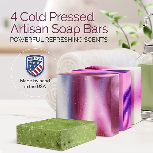 Age Of Sage Natural Soap Set For Women - Handmade Moisturizing Artisan Soap Gift Set W/Essential Oil - 4Pk Damsel Scent: Hydrangea, Jasmine Lime, Plumeria, & Wild Passion #TOP2