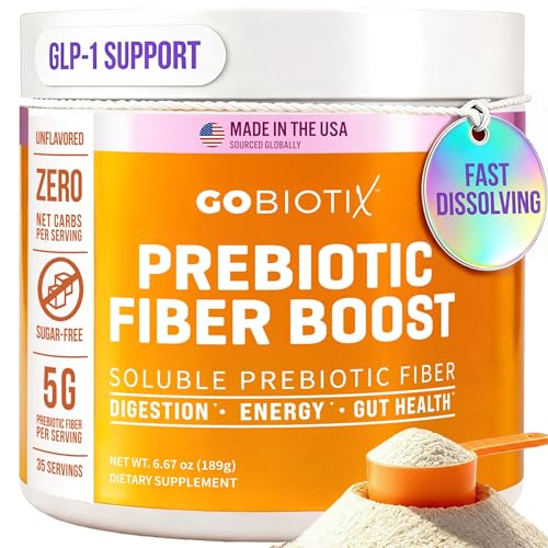 GOBIOTIX Fiber Supplement Powder with Prebiotics for Digestive Health and GLP-1 Support, Soluble