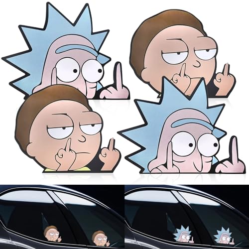 4 Stück Anime Sticker, Aufkleber Auto, anime autoaufkleber, autoaufkleber lustig, Anime Deko Cartoon Aufkleber für Auto, Geeignet für Autos, Fenster, Lustige Aufkleber