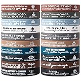 20P Religious Silicone Wristbands Bulk Bible Rubber Bracelets Faith Hope Belief Wristbands for Men Women Gifts (Classic Colors)
