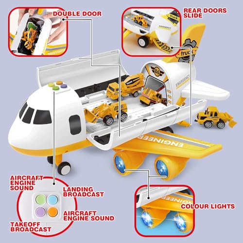image for Dwi Dowellin Construction Toy Airplane Set/Play Mat,Excavator,Bulldoze
