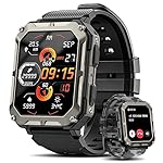 Rgthuhu Military Smart Watches for Men (Answer/Make Call), 100M Waterproof Rugged Smart Watch for Android Phones and iPhone, 1.9" Outdoor Sports Fitness Tracker with Heart Rate, Sleep Monitor, Black