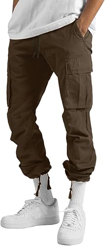 Miniatura 2 de Pantalones cargo para hombre, pantalones cargo para hombre, pantalones deportivos casuales de algodón, holgados, rectos, con bolsillos