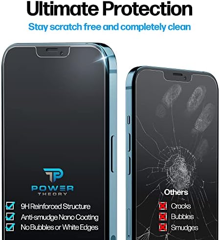 Power Theory Screen Protector for iPhone 12 Pro Max [2-Pack] with Easy Install Kit [Premium Tempered Glass]