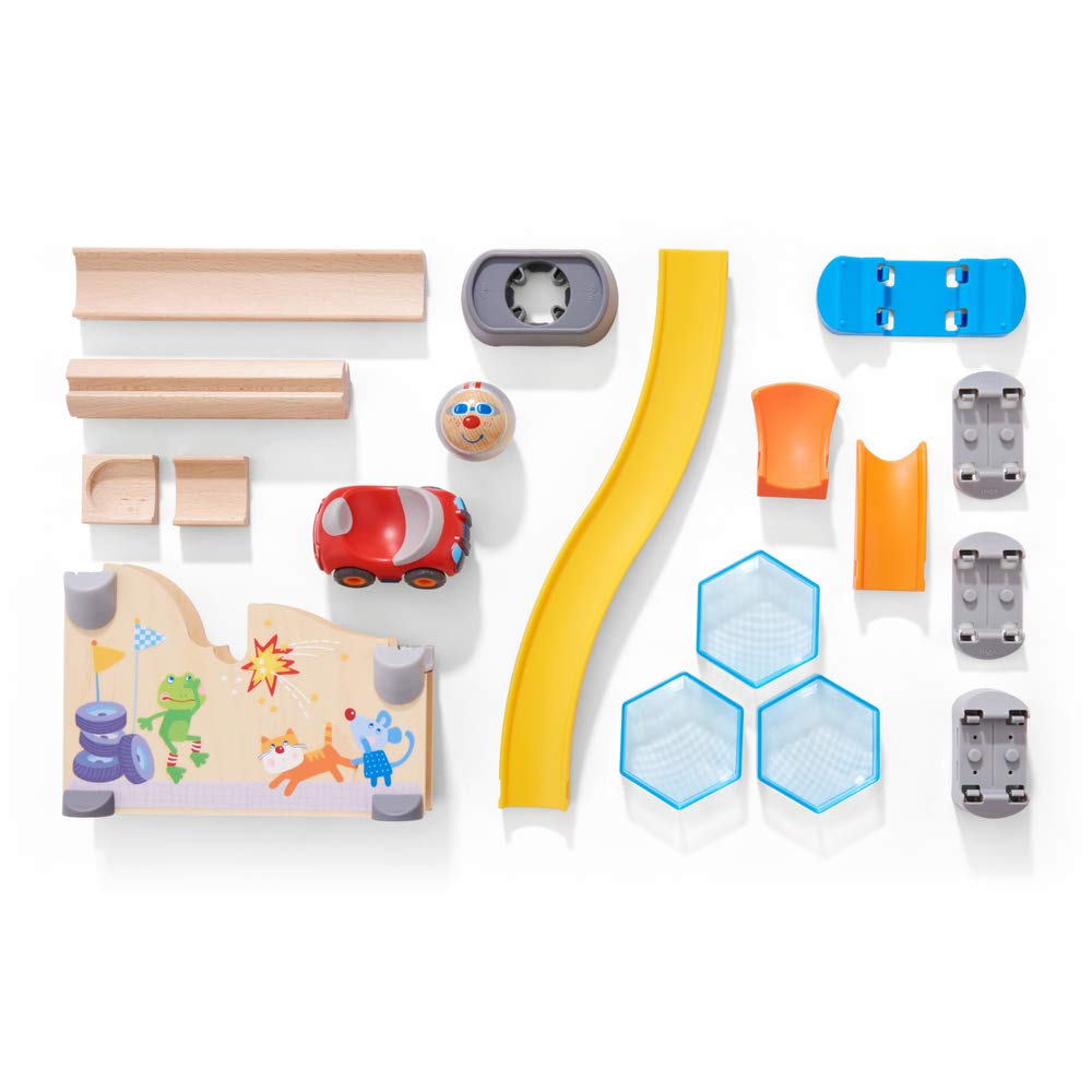 HABA 304802 – Kullerbü – Pista de Juego con Prueba de choques, de Madera con rampa, Salto y rampa de Impulso, Juguete de motricidad a Partir de 2 años