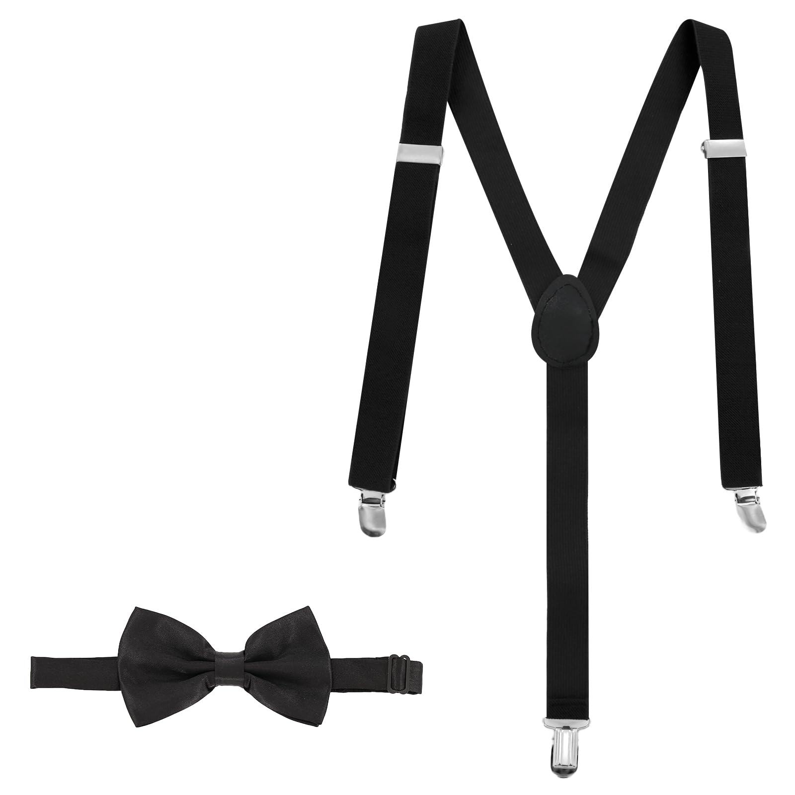 xorim Black Suspenders Men, Hidden Straps Y Back Adjustable Elastic Suspender, Comes with 1 Black Bow Tie, for Men Under Shirt Clothing-picture-25