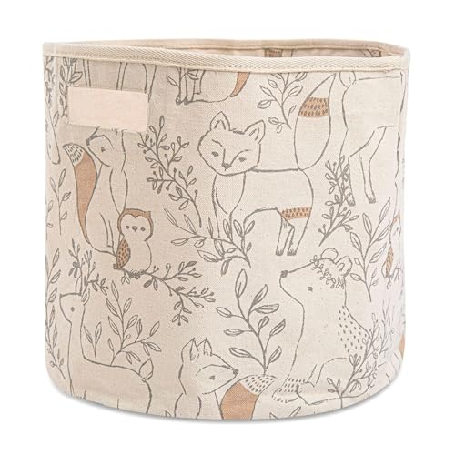 Crane Baby Fabric Round Nursery Storage Basket, Toy Storage, Woodland Nursery Decor, 13"x12", Toy Basket, Baby Storage Organizer, Toy Organizers and Storage Bins, Baby Organizers and Storage, Toy Bins