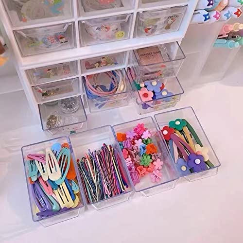 Feadily Small Parts Organizer 9 Drawer, Desktop Storage Box With Clear Drawers, White (2 Pack) #TOP4