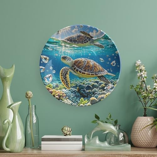 Plato decorativo de porcelana Bone China con diseño de tortugas marinas miniatura 5