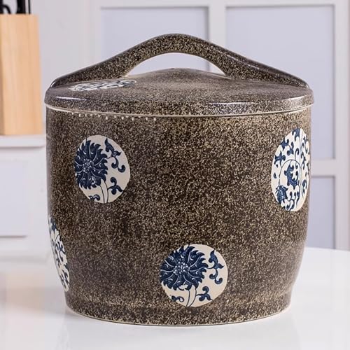 Bote de arroz de cerámica con tapa hermética, tarro de almacenamiento sellado para arroz, harina, frijoles y granos
