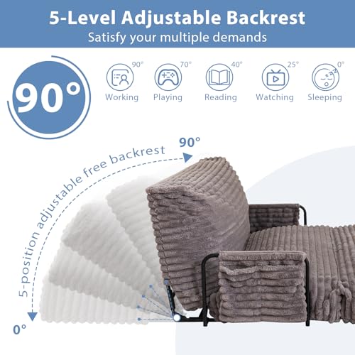 Yoshoot Y-D03-CT-GY Adjustable Lazy Floor Sofa, Convertible Bean Bag Sofa Bed Couch, 5-Position Foldable Sleeper Chair With Armrest, Versatile Floor Seating Sofa thumb #2