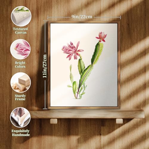 crmotu Botanical Framed Wall Art, Cactus Floral Canvas Prints, Tropical Plant Nature Wall Decor, Minimalist Vintage Pictures for Bedroom Bathroom Kitchen Desktop, Rustic Farmhouse Decor, 9x11 inch