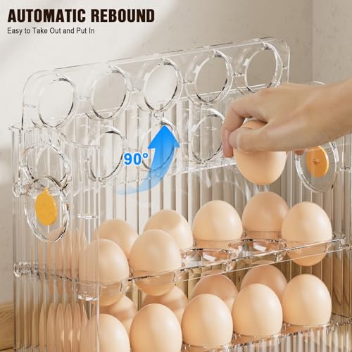 Image of Egg Holder for Fridge, 3 Tiers Egg Organizer for Refrigerator, Eggs Holder Countertop with Timers, Space-Saving Eggs Dispenser for Refrigerator, 30 Eggs Container for Refrigerators