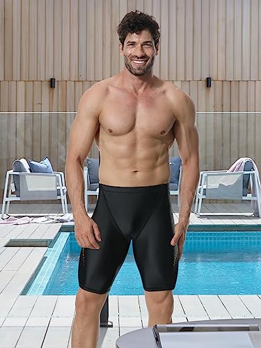 Image of Men's Square Leg Swimming Jammer Shorts UPF50+,Men Swimsuit Swim Jammers Fabric Shape Retention