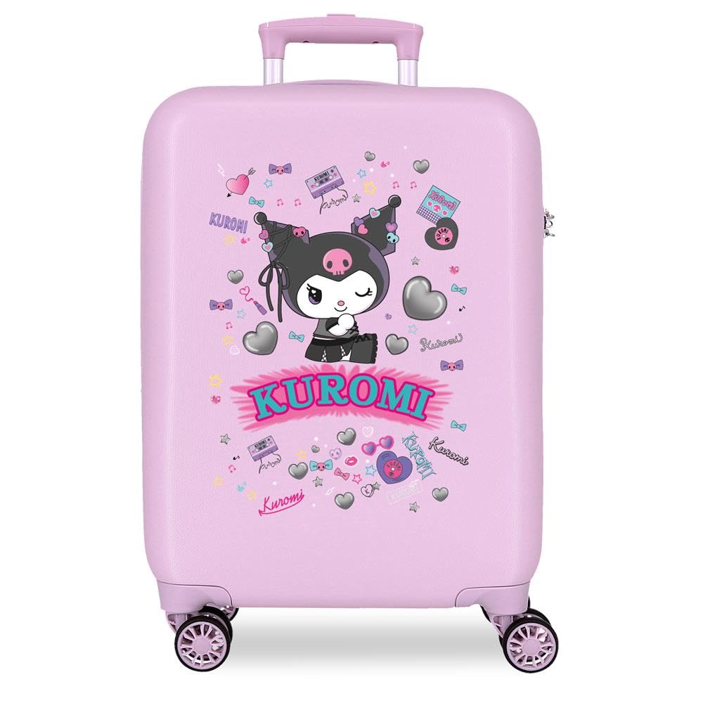 Sanrio Kuromi Retro Pop Viola Valigia da Cabina 38x55x20 cm Rigido ABS Lucchetto a Combinazione Laterale 35L 2.5kg 4 Doppie Ruote