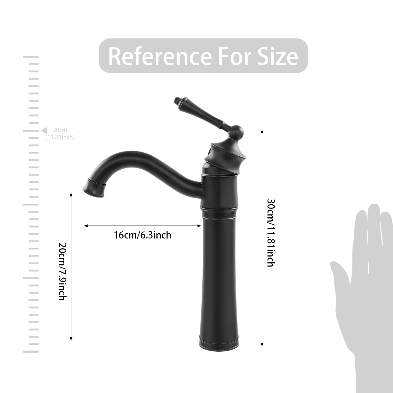 Rubinetto del bagno, Miscelatore Lavabo Nero, Girevole a 360 Gradi,