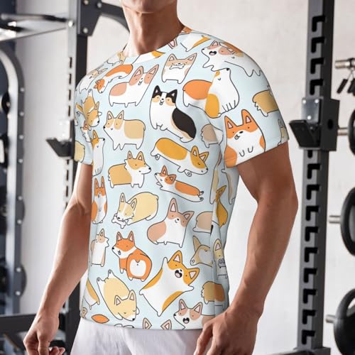 Dry Fit Hunde-T-Shirts für Herren – feuchtigkeitsableitende Fitness-Shirts, Workout-Shirts mit Rundhalsausschnitt, ideal für Fitness, Schwarz, L