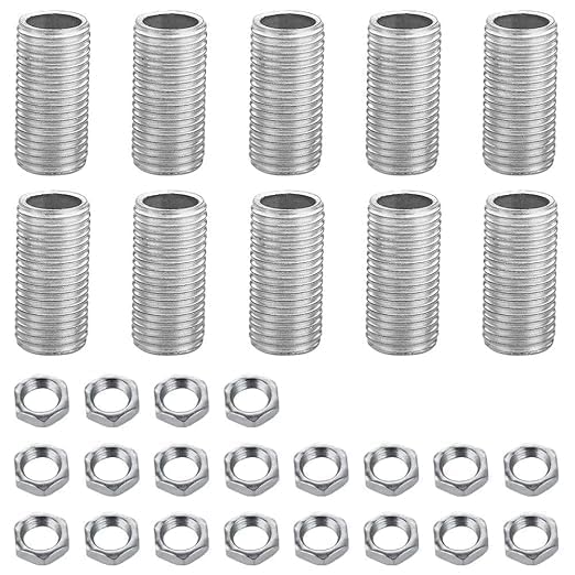 Zinc Plated Lamp Pipe Nipple M10 30mm Length 1mm Pitch All Threaded 10Pcs (60mm 10pcs)-image-4