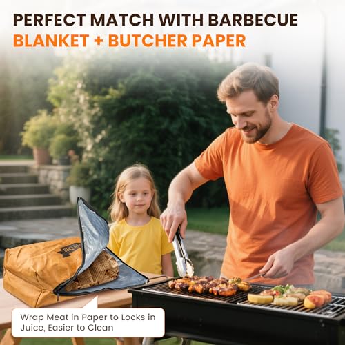 Image of BBQ Blanket for Resting Meat, 21 inch BBQ Meat Blanket Insulation Bag with 50 Butcher Paper, Reusable Water and Oil Proof, Meat Blanket for Brisket, Pork Shoulder, Turkey, Gift for Men, Father's Day