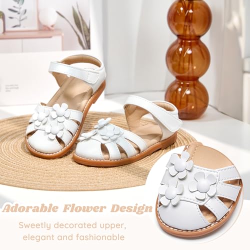Image of Flaryzone Girls Sandals Closed Toe Summer Flats Dress Sandals Shoes Toddler /Little Kid