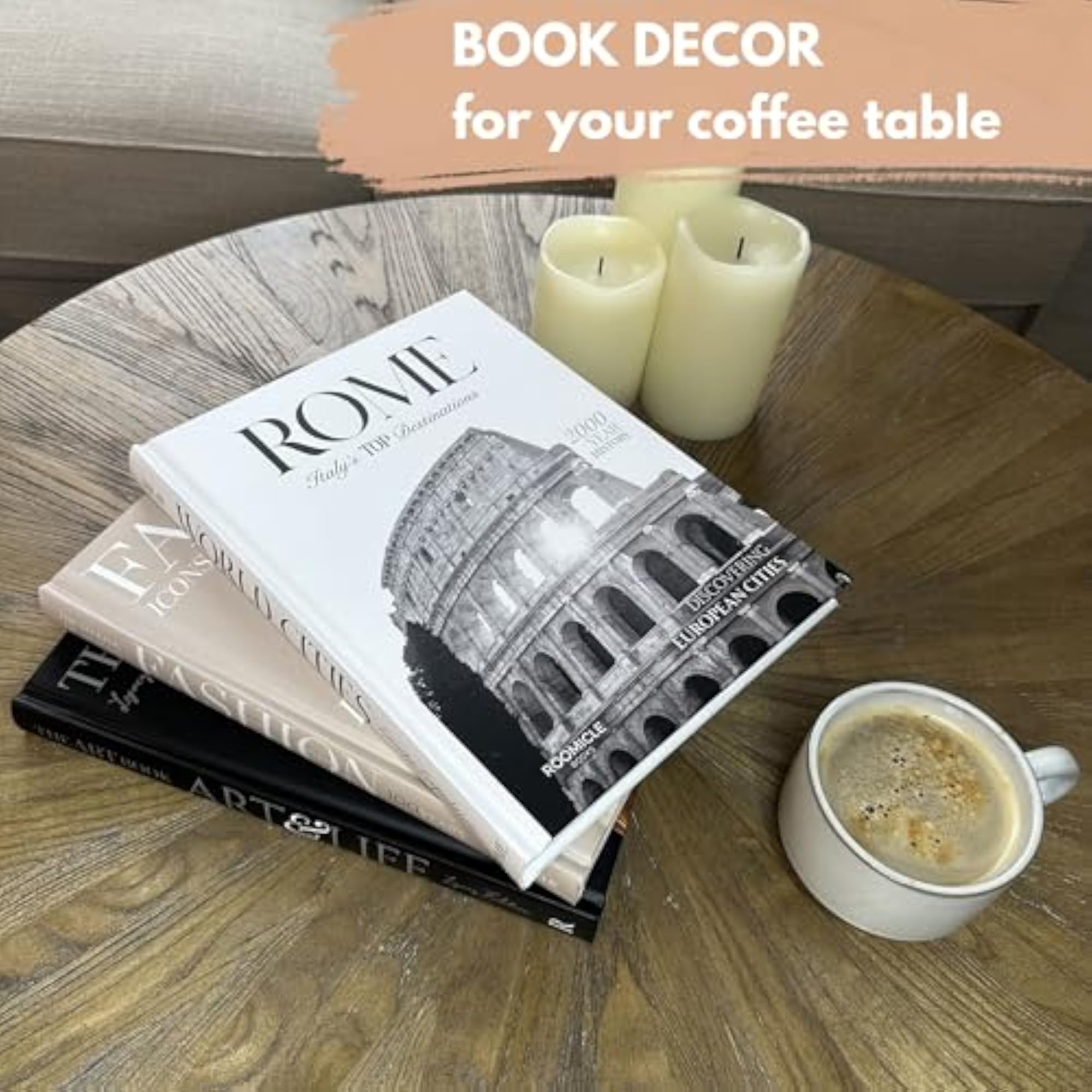 Set of 3 Decorative Books for Shelves, Designer Books Decor Set