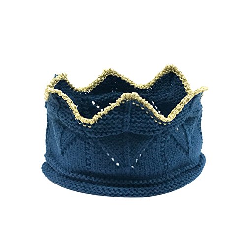 Allydrew Cute Baby Birthday Crochet Knit Crown Beanie Hat, Blue