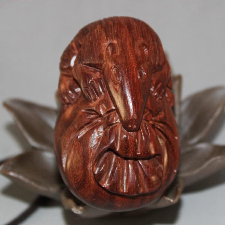 Mascot Wooden Crafts Wood Carving Art Wood Decoration Artwork 印度小叶紫檀老鼠布袋手把件 小叶紫檀摆件 雕刻手摆件 商务礼品(印度小叶紫檀老鼠布袋手把)