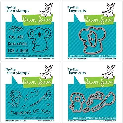 Lawn FawnLawn Fawn Flip-Flop Minis - Koala I Love You(calyptus) and Dandy Day Stamps & Dies - 4 Items