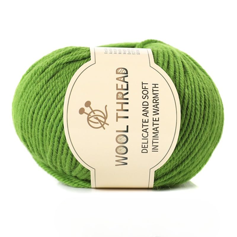 Skeins 100g Premium Sheep Knit Yarn - Soft Handmade Yarn for Sweaters, Vests, Hats and Scarves, Assorted Colors of Red, White, Blue, Green and Black (Light Green)