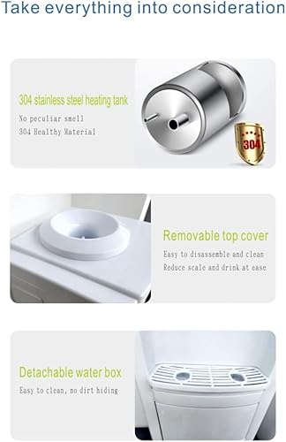 Miniatura 7 de Dispensador de enfriador de agua para botella de 5 galones, dispensador de agua fría y caliente con gabinete de almacenamiento y cerradura de