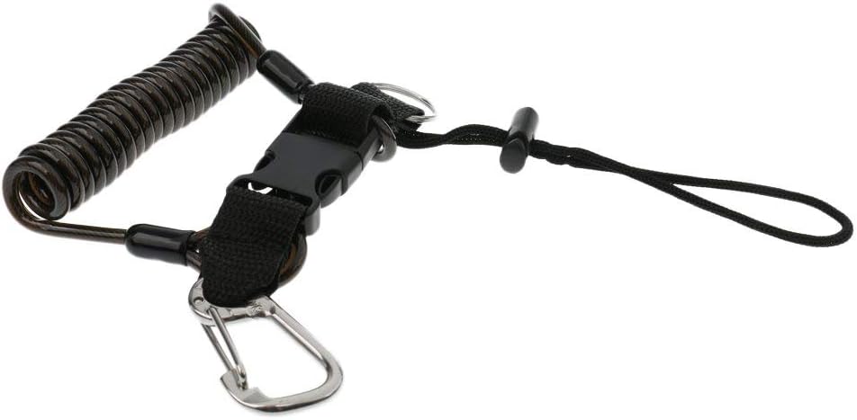Scuba Diving Dive Stainless Steel Coil Spring Lanyard w/Quick Release Buckle Clip for Underwater Camera