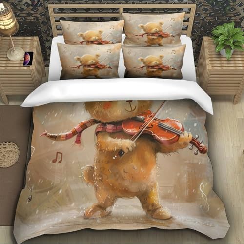 Housse de couette enfant ours musicien cadeau idéal