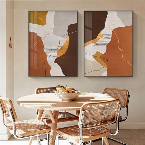 Decoración de sala de estar oficina y hogar con cuadros abstractos en lienzo naranja de 60*70cm