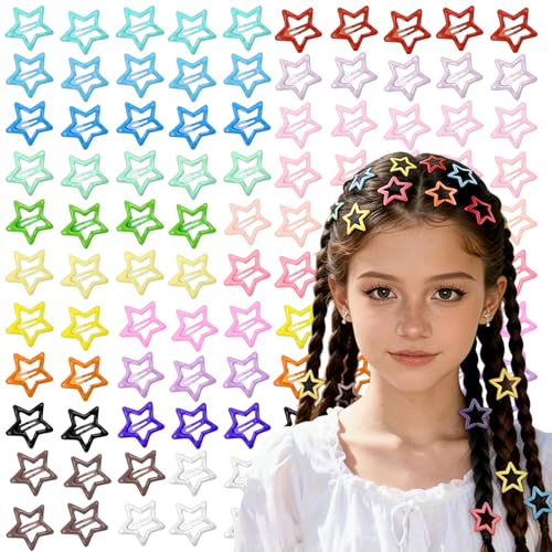 Set de 100 pinzas de cabello en forma de estrella coloridas miniatura 1