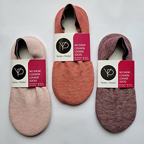 Image of No Show Cushion Lounge Slipper Sock for Women with Anti-Skid Bottom and Heel Grippers