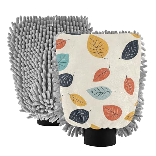Cute Cartoon Leaves Car Wash Mit 11.8'' Car Washing Gloves Non Scratch Detailing Sponge for Hand Brush Cleaning