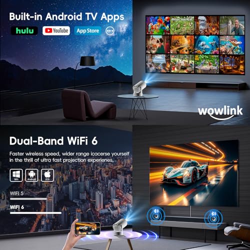 image for wowlink [Built-in Apps & 2025 Upgraded] Mini Projector with WiFi 6 and