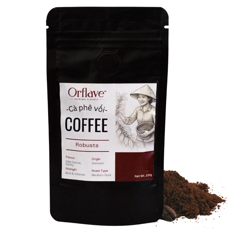 Orflave Vietnamese Ground Coffee – 100% Robusta Roast | Authentic Vietnamese Origin | Smooth, Balanced & Aromatic | 100g (Pack of 1)-image-23