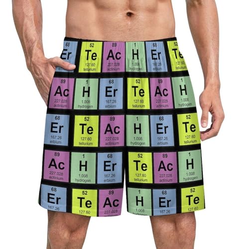 Science Teacher Chemical Elements Men's Satin Pajama Boxer Shorts Silk Feeling Lounge Sleep Underwear