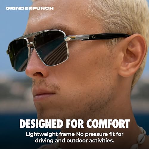 Image of grinderPUNCH Polarized Aviator Sunglasses Men Women Retro Vintage Square Pilot Sun Glasses UV400 Protection