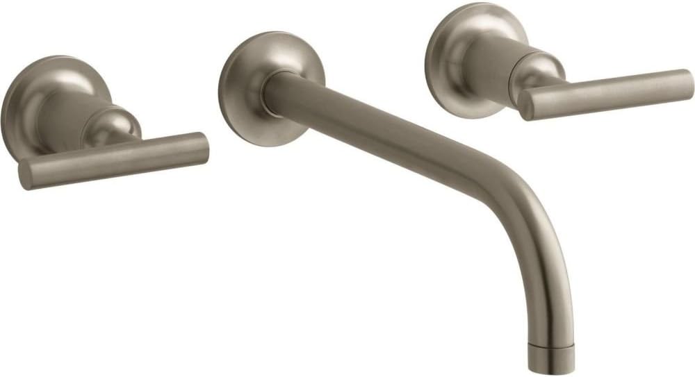 Kohler T14414-4-BV Purist® Wall-Mount Bathroom Sink Faucet Trim with Lever Handles, 1.2 gpm, Vibrant Brushed Bronze