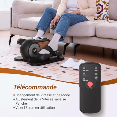 Elliptique de Bureau pour Maison, Mini Vélo Elliptique ÉLectrique, Télécommande, Écran, Tapis Antidérapant, 12 Vitesses, Silencieux et Portable, Exerciseur de Pédales pour Seniors et Adultes – Image 6