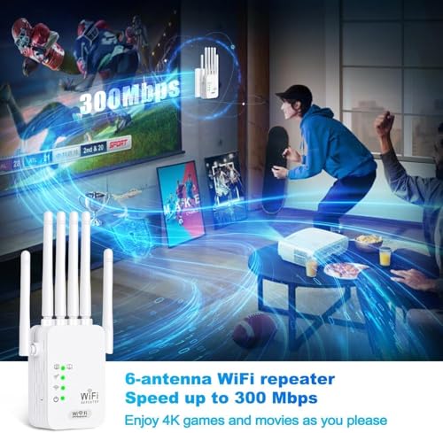 Potente Amplificador de Señal WiFi Interior/Exterior con 6 Antenas | Cobertura de 1000m² Cuadrados, Repetidor de Doble Modo/Ap, 2 Puertos LAN, Instalación Rápida en el Hogar y la Oficina - imagen 6