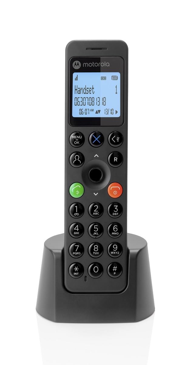 Motorola DOT211 DECT Cordless Phone with Answer Machine - Black/White/Blue