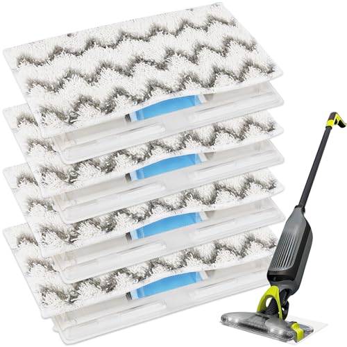 Reusable Replacement Pads Fit Shark Vac Mop VM252 VM251 VM250 VM200 VM190 VC205 QM250, Reusable Wet and Dry Mop Pads, Vacuum Mopping Pad Refills for Hard Floor Cleaning（4）
