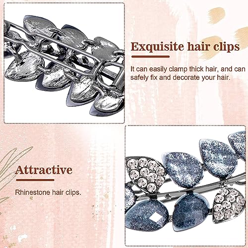 HINZIC 2Pcs Vintage Rhinestone Clips Barrettes Ink-Blue miniatura 6