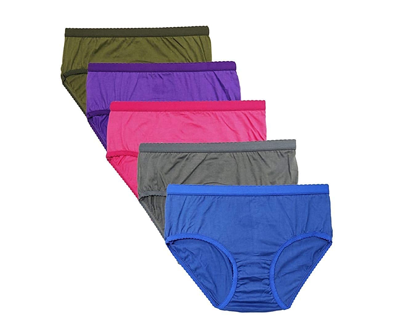 SOULMOTO -SOLIDWOMENS Inner /Womens Cotton Panties /Outer Elastic Soild Panties /100% Pure Cotton /Womens Outer Elastic Panty / Pack of (5) Multicolor Panties