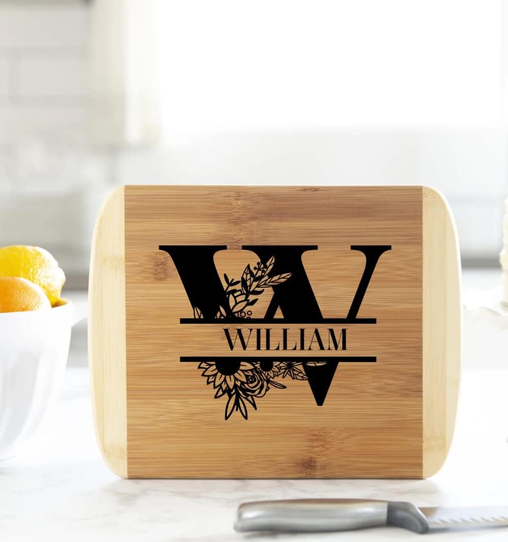Personalized Cutting Board Bamboo Wood Laser Engraved 8.5 x 11, Cutting Board Name Engraved, Customized Cutting Board Monogram Gifts